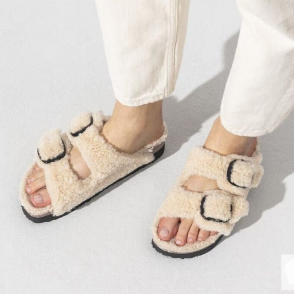 Birkenstock x Papillio Arizona Big Buckle Platform Teddy Sandals - Picture 6 of 8